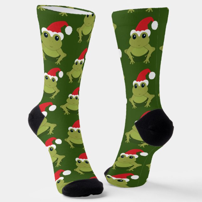 Fun Novelty Frog Animal Christmas Socks (Angled)