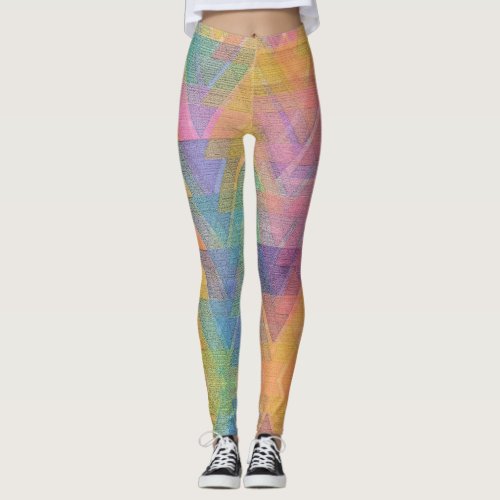 Fun Novelty Geometric Triangle Colorful Abstract Leggings