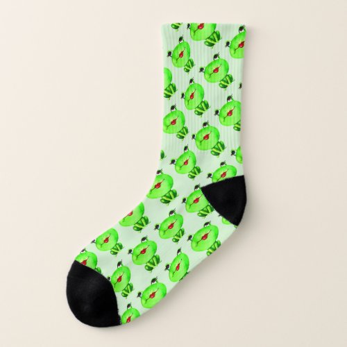 Fun Novelty Green Frog Pattern Socks