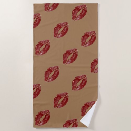 Fun Novelty Kiss Lips Lipstick Beach Towel