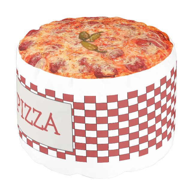 Fun Novelty Pizza And Pizza Box Pouf (Angled Front)