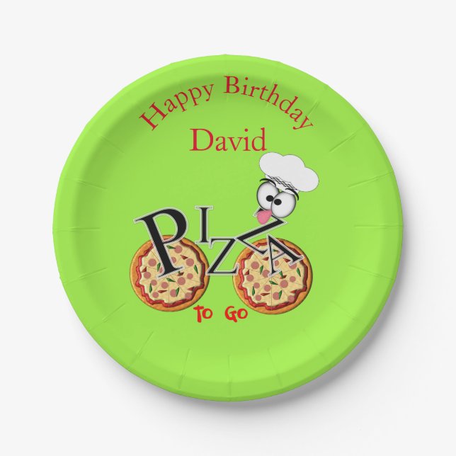 Fun Novelty Pizza To Go Paper Plates (Front)