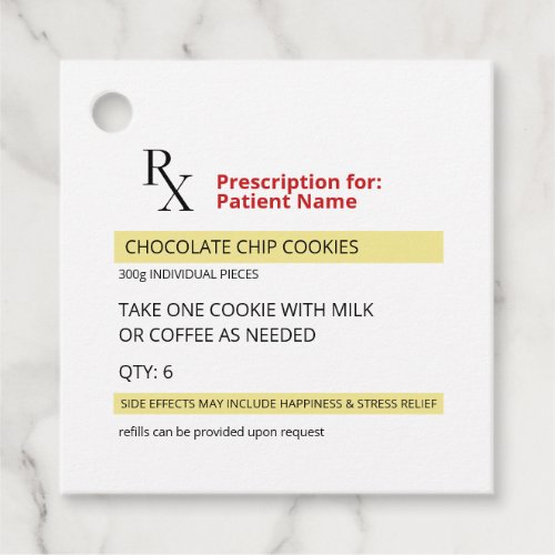 Fun Novelty Rx Prescription Cookie  Favor Tags