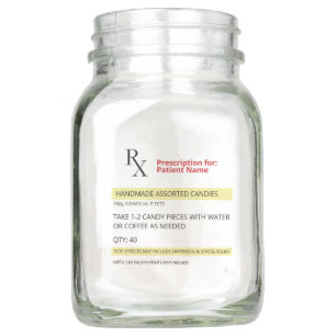 Fun Novelty Rx Prescription Label Candy Favor Mason Jar