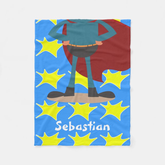 Fun Novelty Superhero Personalized Fleece Blanket (Front)