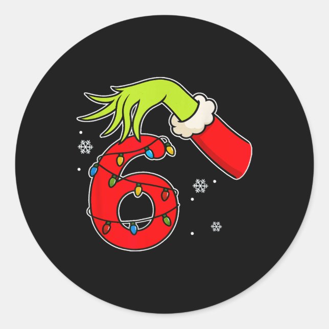 Fun Number 6 Christmas 67 Six Seven Meme Xmas Men  Classic Round Sticker (Front)