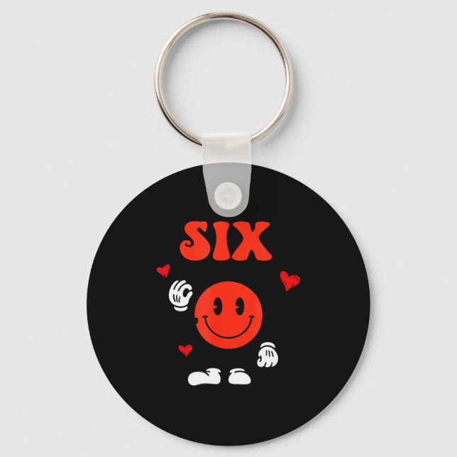 Fun Number 6 Funny 67 Meme Six Seven 6 7 Valentine Keychain (Front)