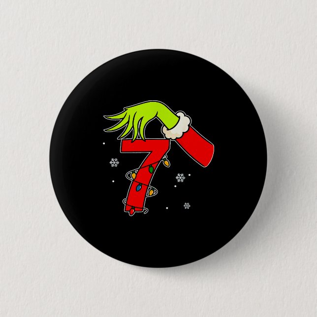 Fun Number 7 Christmas 67 Six Seven Meme Xmas Men  Button (Front)