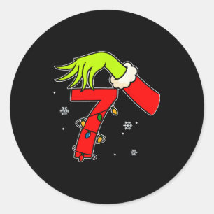 Fun Number 7 Christmas 67 Six Seven Meme Xmas Men  Classic Round Sticker