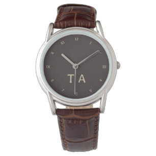 Fun Numbers, Coffee Brown Initials or Name Watch