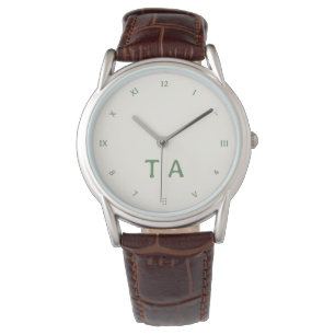 Fun Numbers, Green on White Initials or Name Watch
