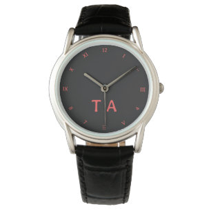 Fun Numbers, Red on Black Initials or Name Watch