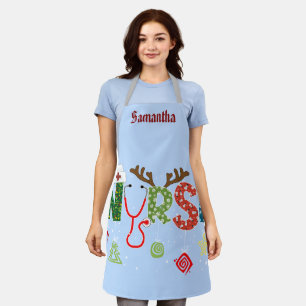 Fun Nurse Christmas apron. Editable name Apron