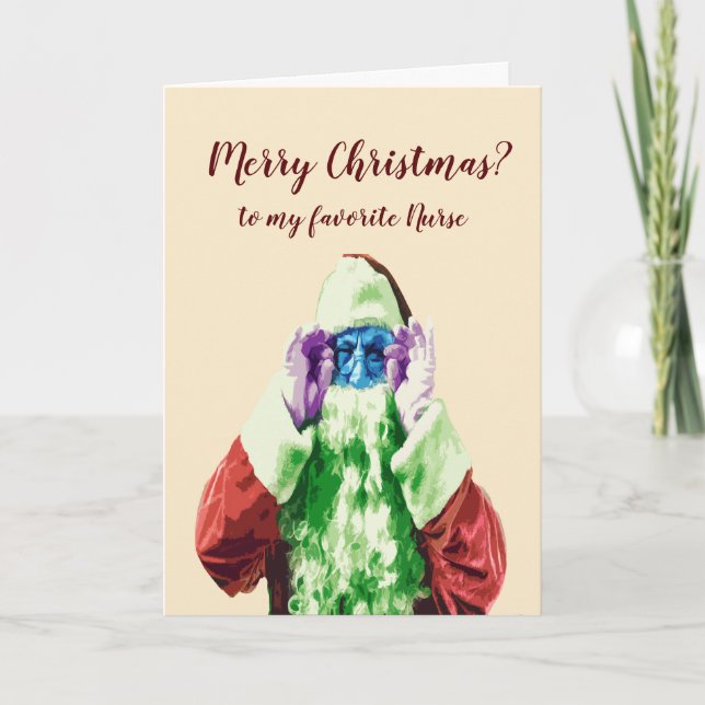 Fun Nurse  Christmas Wishes Santa Claus Holiday Card (Front)
