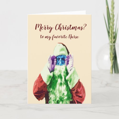 Fun Nurse  Christmas Wishes Santa Claus Holiday Card