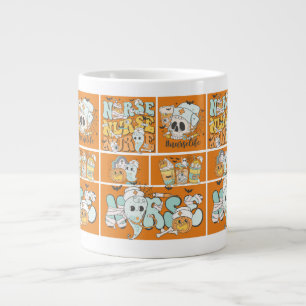 Fun Nurse Halloween Orange Tile Basic Dark T-Shirt Giant Coffee Mug