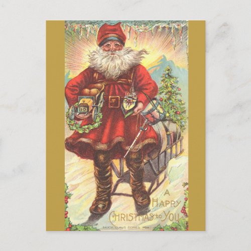 Fun Odd Wild Old DifferentVintage Santa Image Holiday Postcard