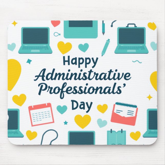 Fun Office Icons Administrative Day Pattern Mouse Pad (Front)
