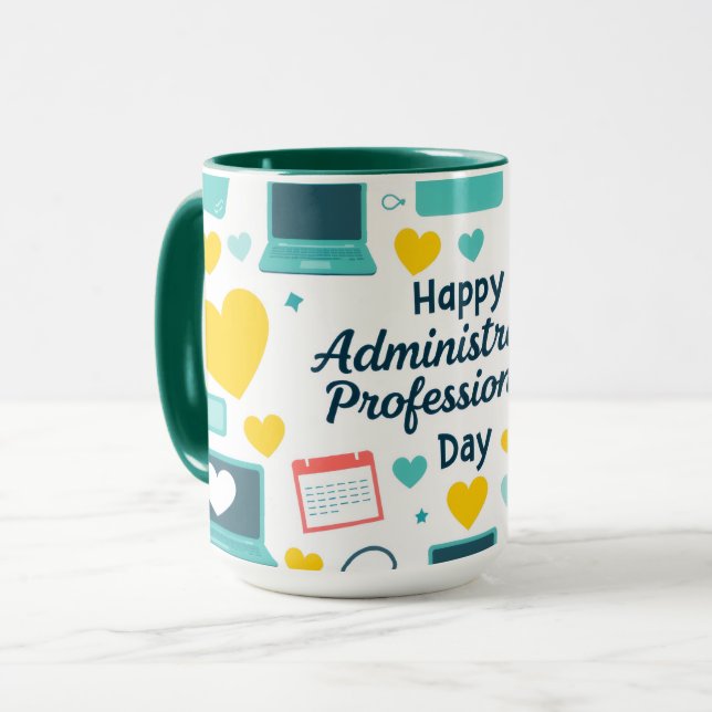 Fun Office Icons Administrative Day Pattern Mug (Front Left)