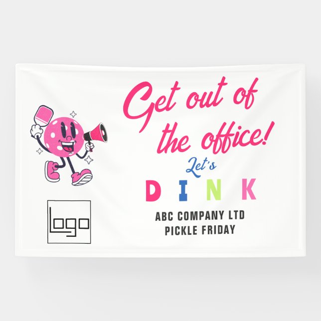 Fun Office Team Builing Sports Cartoon Pickleball Banner (Horizontal)