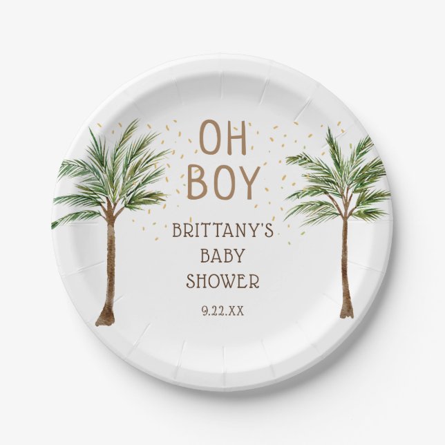 Fun Oh Boy Jungle Safari Baby Shower Paper Plates (Front)