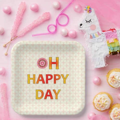 Fun Oh Happy Day orange and yellow and pink flow Paper Plates