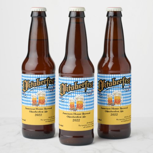 Fun Oktoberfest Home Brew Beer Bottle Label