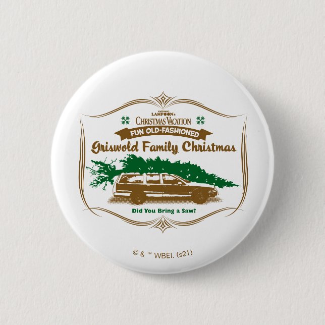 Fun Old-Fashioned Griswold Family Christmas Button (Front)