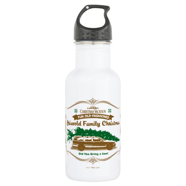 Fun Old-Fashioned Griswold Family Christmas Stainless Steel Water Bottle (Front)