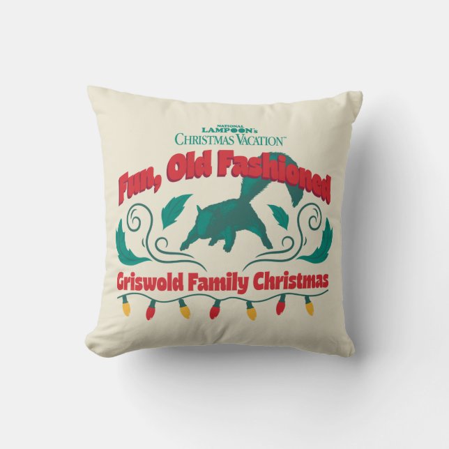 Fun, Old Fashioned Griswold Family Christmas Throw Pillow (Front)