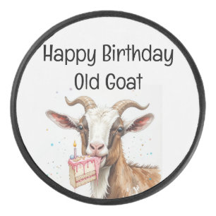  Fun Old Goat Over the Hill  Birthday Hockey Puck