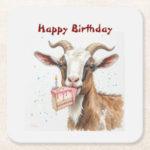 Fun Old Goat Over the Hill Birthday Square Paper Coaster