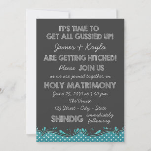 Fun Old School Chalkboard Country Wedding Invitation