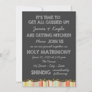 Fun Old School Chalkboard Country Wedding Invitation