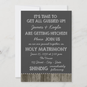 Fun Old School Chalkboard Country Wedding Invitation