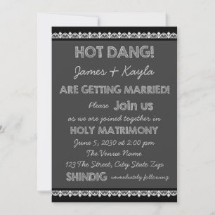 Fun Old School Rustic Chalkboard Country Wedding Invitation