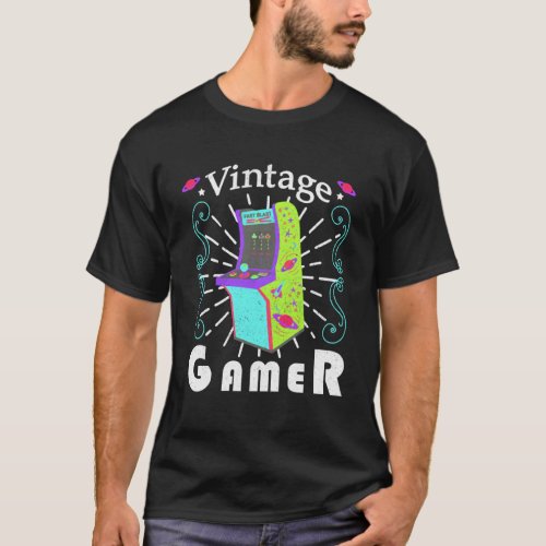 Fun Older Activities Bright Colored Retro Arcade G T_Shirt