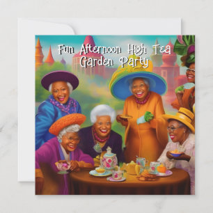 Fun older Ladies High Tea Garden Party ethnic Invitation