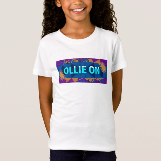 Fun "Ollie On" Girls Skateboard T-Shirt (Front)