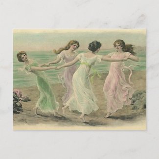 Fun on the Beach Vintage Postcard