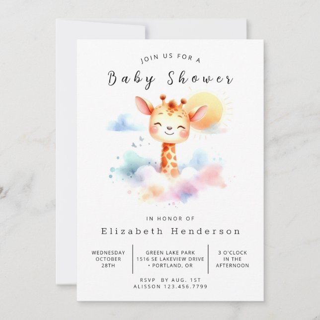 Fun Online Giraffe Baby Shower Invitation (Front)