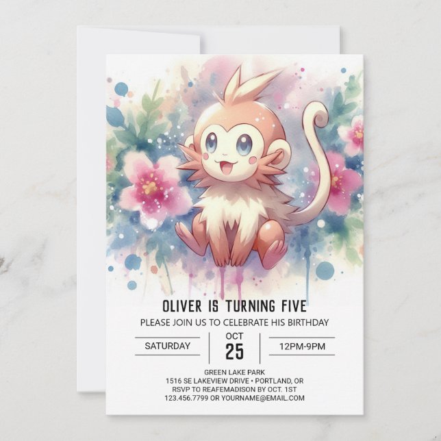 Fun Online Monkey Birthday Invitation (Front)