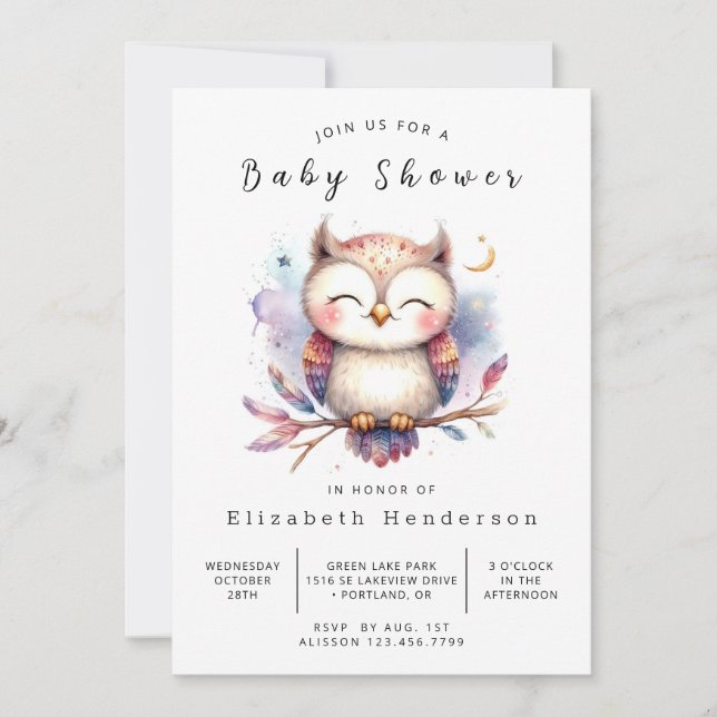 Fun Online Owl Baby Shower Invitation (Front)