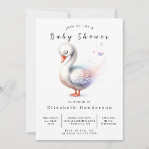 Fun Online Swan Baby Shower Invitation
