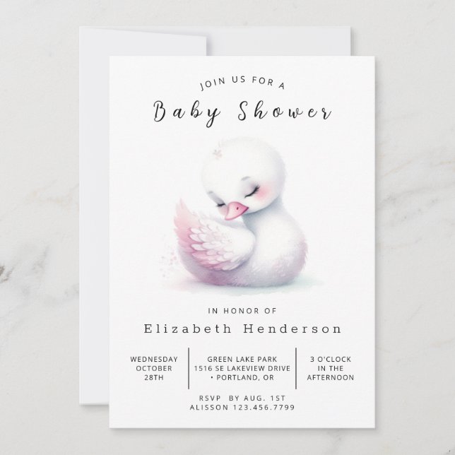 Fun Online Swan Baby Shower Invitation (Front)