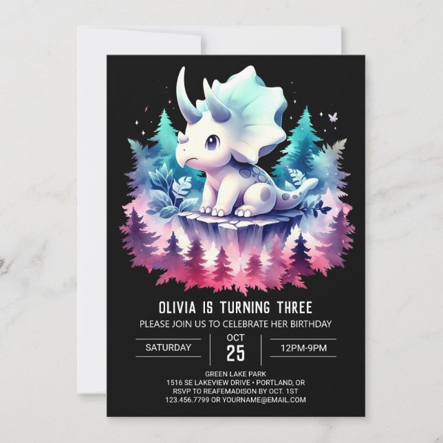Fun Online Triceratops Birthday Invitation (Front)