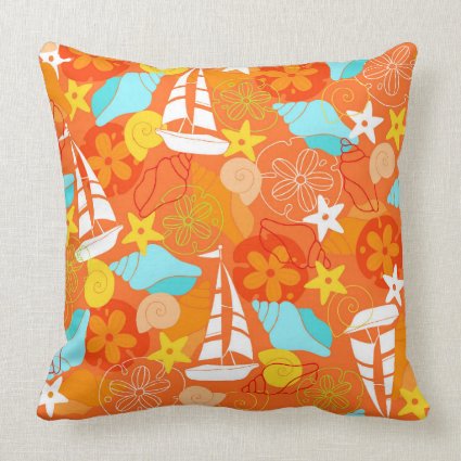 Fun orange beach pattern throw pillow