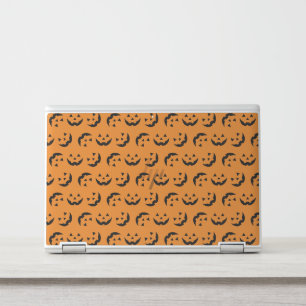 Fun orange black jack o lantern pattern Halloween HP Laptop Skin