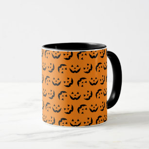 Fun orange black jack o lantern pattern Halloween Mug