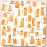 Fun Orange Cat Beverage Coaster<br><div class="desc">Cute little watercolor orange ginger cat pattern. Original art by Nic Squirrell. Perfect for animal lovers.</div>